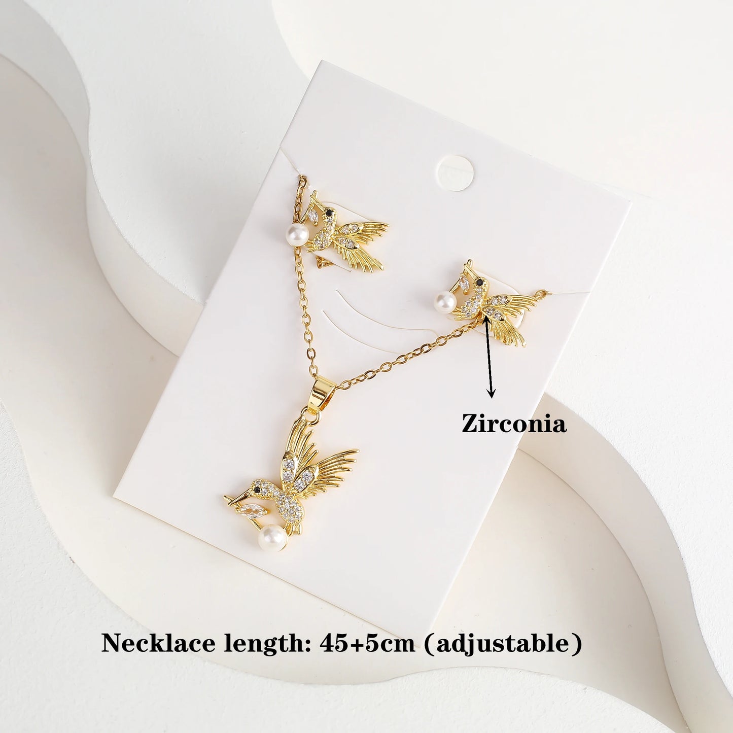 6 Colore New Fashion Diamonds Hummingbird Pendant Necklace Earring Set Charms Ladies Animal Bird Accessories Party Birthday Gift