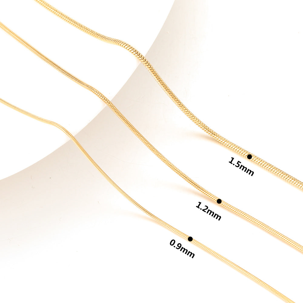 5pcs Wholesale 0.9/1.2/1.5mm Plated 18K Gold Snake Round Chain Necklace for Men Women Silver Necklaces Fashion DIY Jewelry