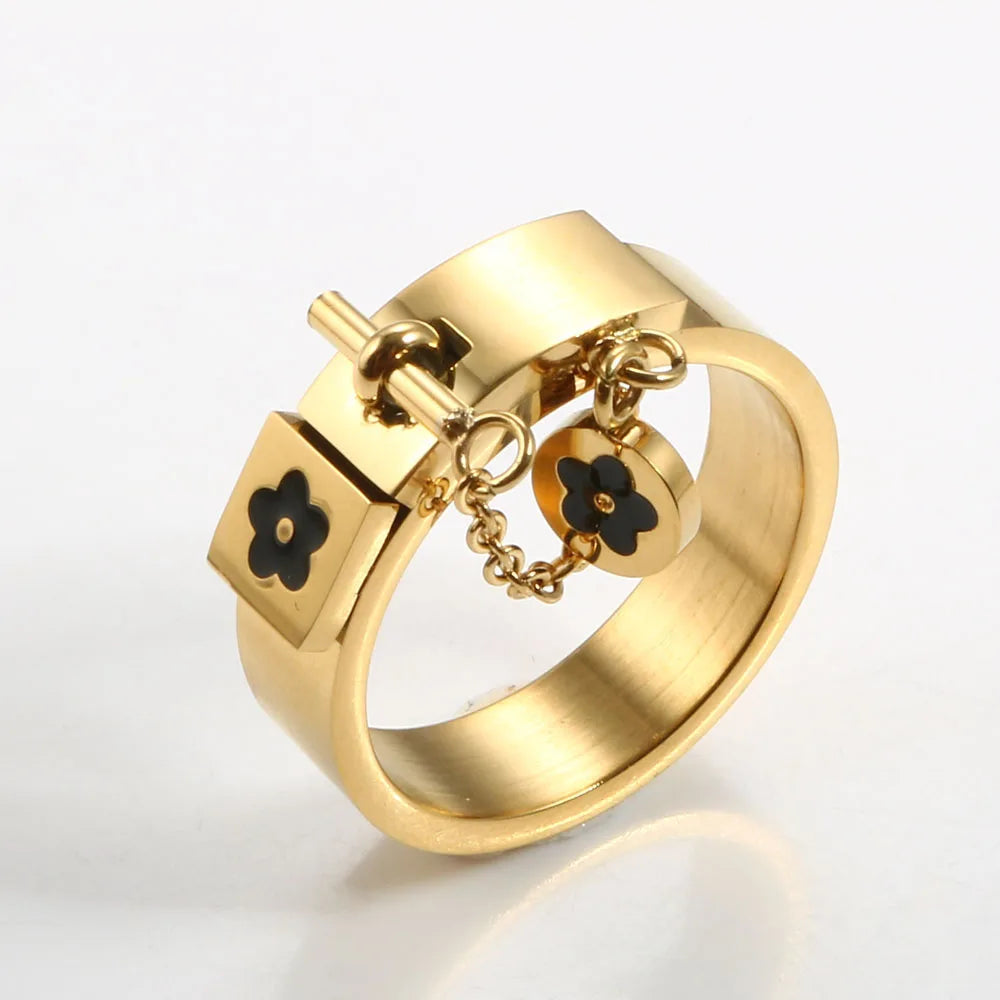 Luxury Gold Color Staiess Steel Lucky Flower Cuff Bangles Women Girls Wedding Party Charm Bangles Jewelry Gift