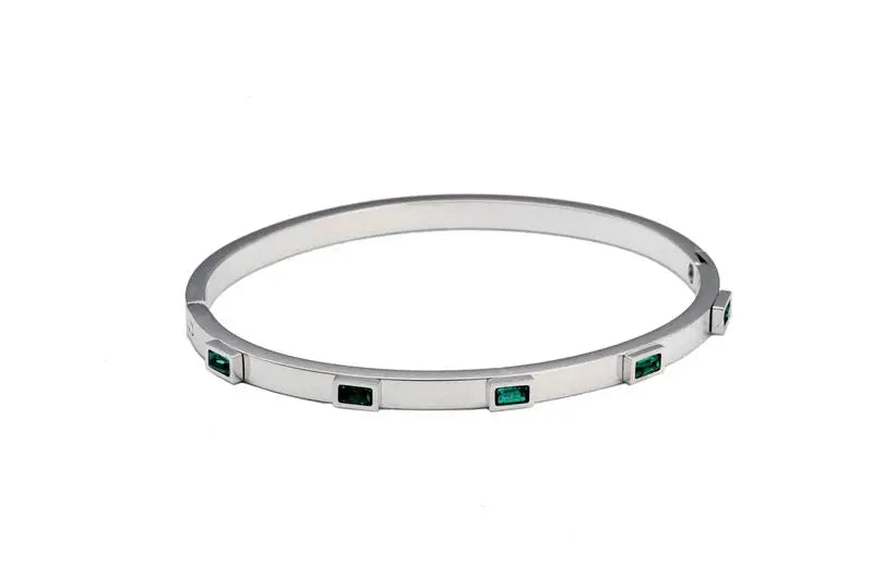 Luxury Open Cuff Bangles Bracelets Crystal Zirconia Rose Gold Color Stainless Steel Bracelet for Women Men Fashion Jewelry