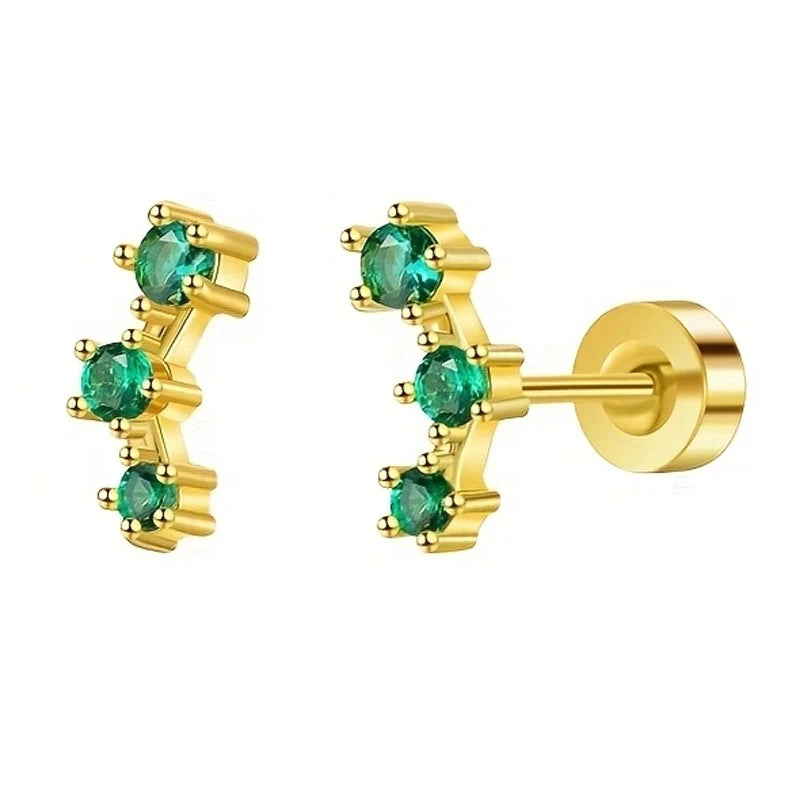 2/6 Pcs 20G 18K Hypoallergenicity Stainless Steel Zircon Stud Earring