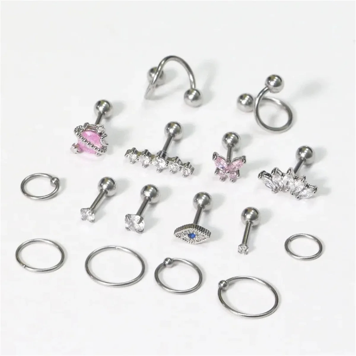 2-16Pcs 16G Cartilage Earring, Hypoallergenic Tragus Conch Helix Studs Earrings Daily Decor Jewelry For Women Men Girls