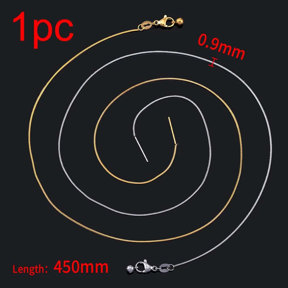 5pcs 1pc Stainless Steel Round Snake Chain Lobster Clasp Adjustable Stick with Silicon Bead Necklace Part Fashion Jewelry Making