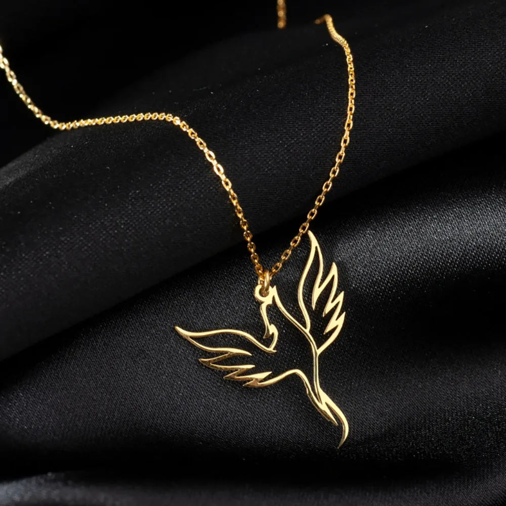 Creative Hollowed out Phoenix Necklace Made of Stainless Steel, Fashionable and Personalized Gift for Women