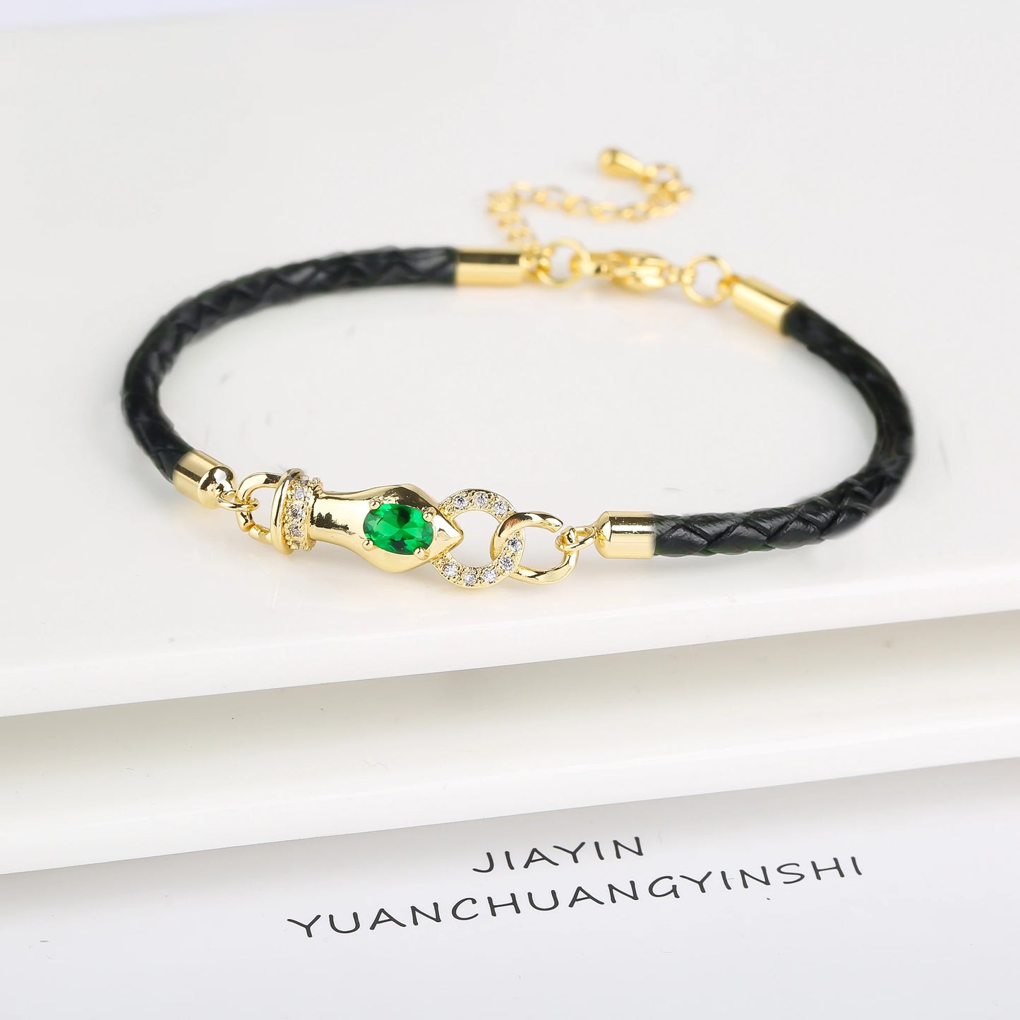 High Quality Shiny Zirconia Animal Leopard Head Adjustable Bracelet Fashion Leather Rope Charm Bracelet Bully Man Woman Jewelry