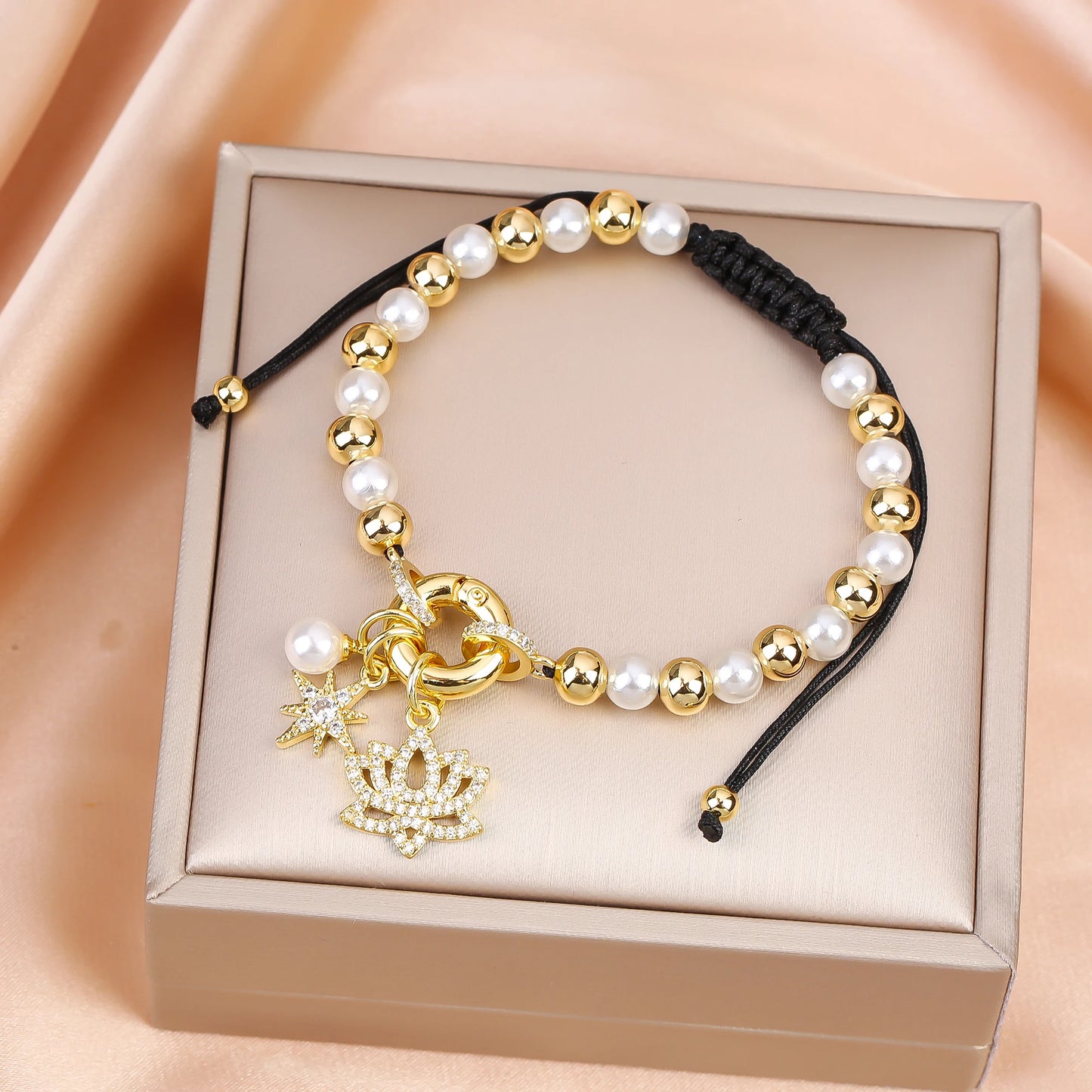 New Trend Crown Star Theme Zircon Bracelet Venezuela Flag Cross Pearl Chain Bracelet Fashion for Woman Girl Daily Wear Jewelry