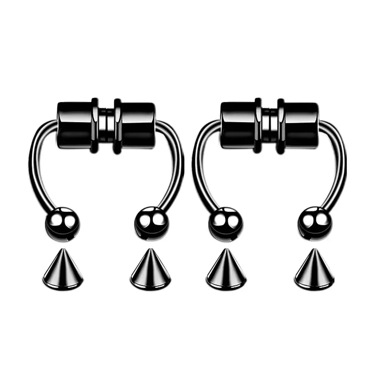 1/2/3/4/5pcs Fake Magnetic Stainless Steel Nose Rings,Non Piercing Septum Rings Magnetic Nose Ring Clipped Onto The Nose