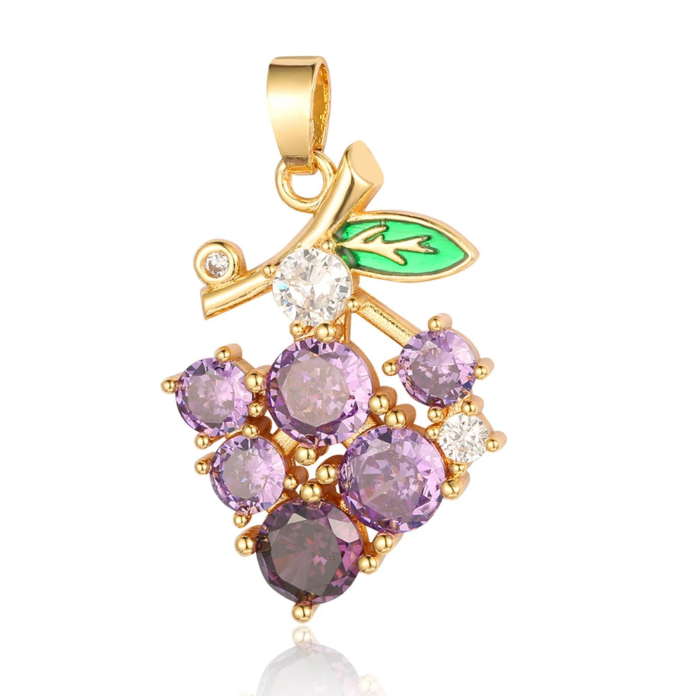 3pcs/Lot Cross Sunflower Cubic Zirconia Pendant Life Tree Maple Leaf Grape Cherry Brass CZ Charms DIY Jewelry Necklace Pendants