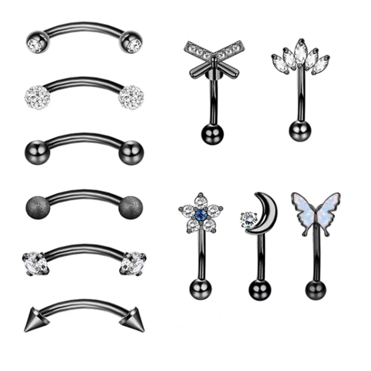 11Pcs Hypoallergenic Stainless Steel Rook Piercing Jewelry Set,Eyebrow Rings Cartilage Daith Tragus Helix Piercing Jewelry