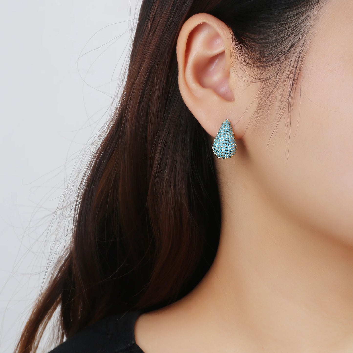 Luxury Shiny Full Zirconia Comma Studs Earrings Fashion Water Drops Crystal Earrings Charming for Women Daily Party Jewelry