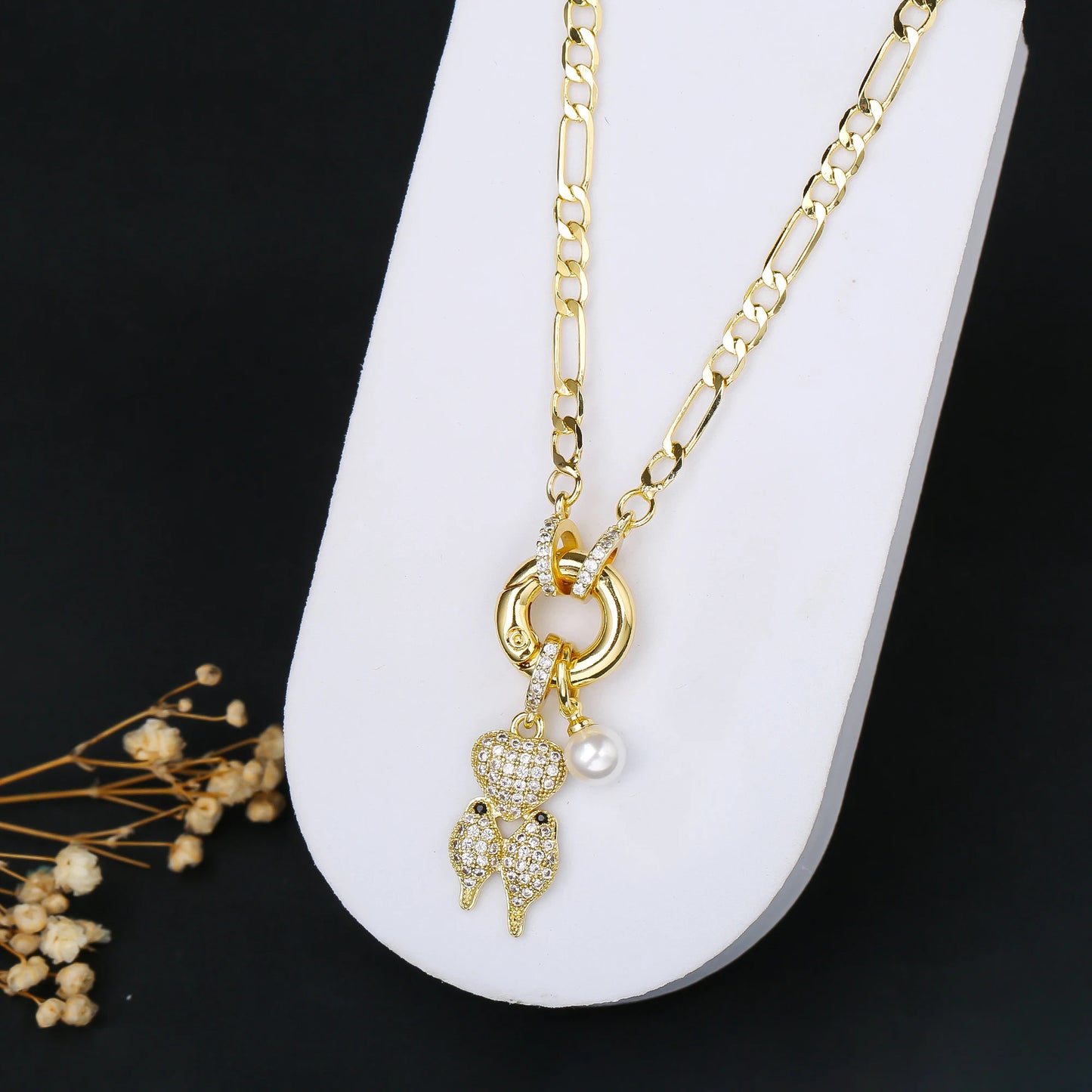 7 Style Shiny Cubic Zirconia Animal Bird Cat Pendant Necklace Personalized for Woman Party 3:1 Chain Jewelry Choker Daily Wear