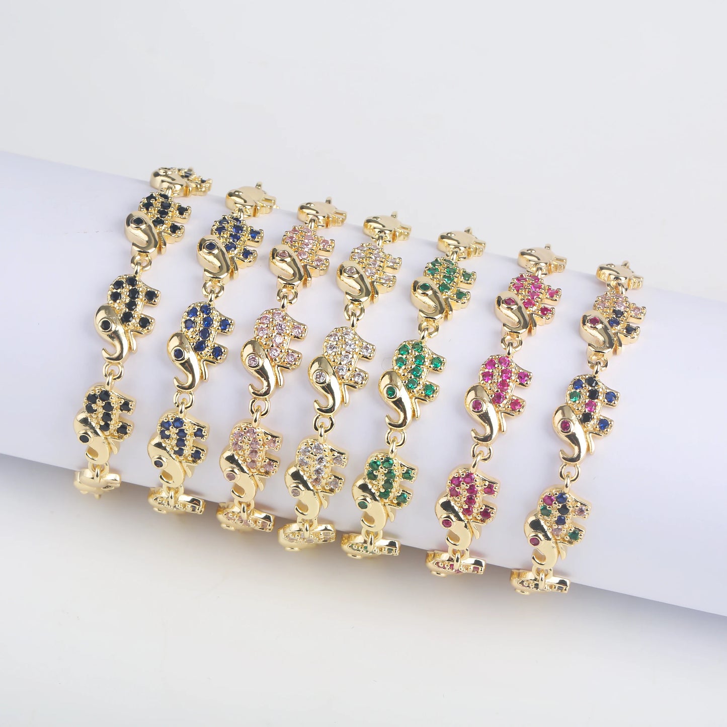 6 Colors New Trendy Gold plated Zirconia Elephant Bracelet Fashion Animal Bangle Punk Style For Woman Jewelry Gift Daily Wear