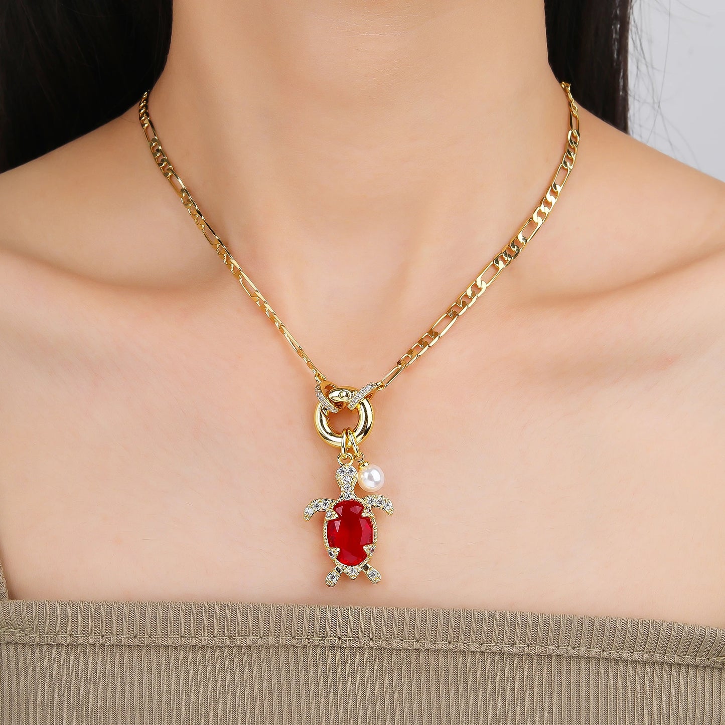 Hot Sale Cute Crystal Sea Turtle Animal Pendant Necklace High Quality Women Girls Casual Party Clavicle Chain Jewelry Gift