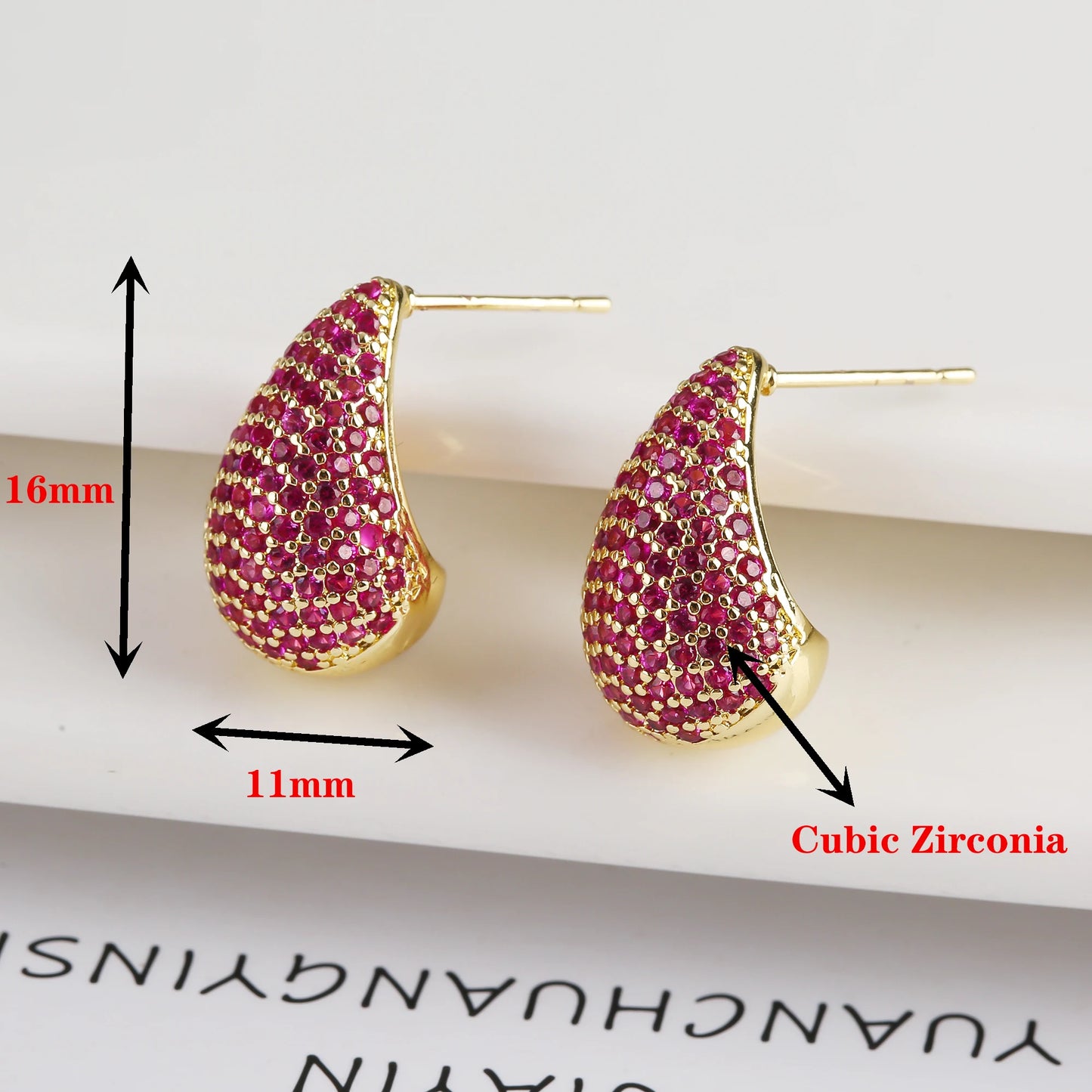 Luxury Shiny Full Zirconia Comma Studs Earrings Fashion Water Drops Crystal Earrings Charming for Women Daily Party Jewelry