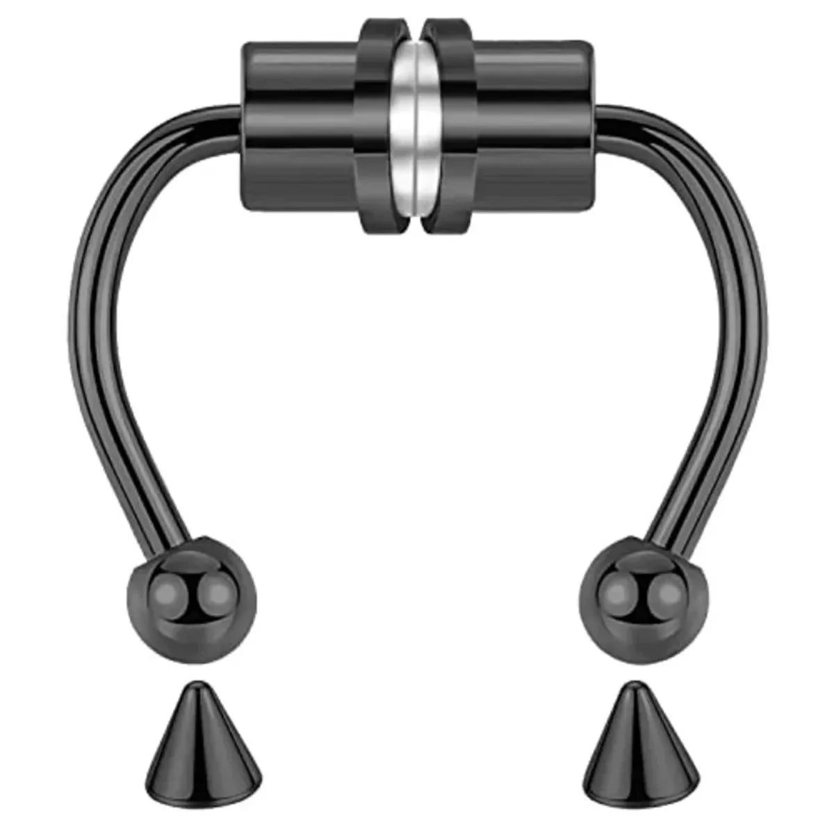 1/2/3/4/5pcs Fake Magnetic Stainless Steel Nose Rings,Non Piercing Septum Rings Magnetic Nose Ring Clipped Onto The Nose