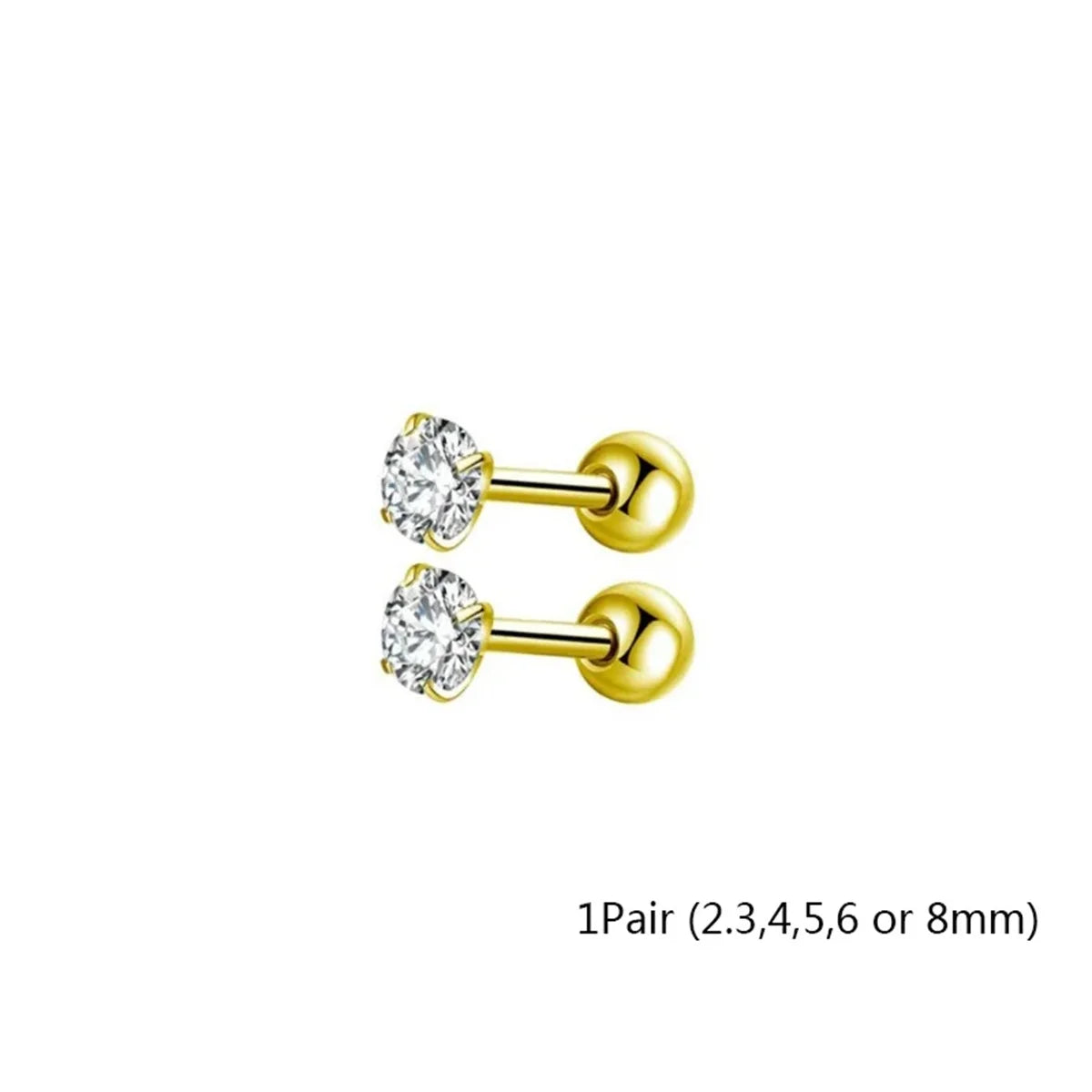 2/6/12pcs 20G Inlaid Cubic Zirconia Stud Earrings,Stainless Steel Screw Back Barbell Studs Daith Tragus Cartilage Earrings