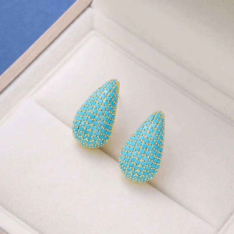 Classic Hot Sale Sparkling Zirconia Teardrop Comma Studs Earrings High Quality Women Fashion Party Wedding Jewelry Accessories