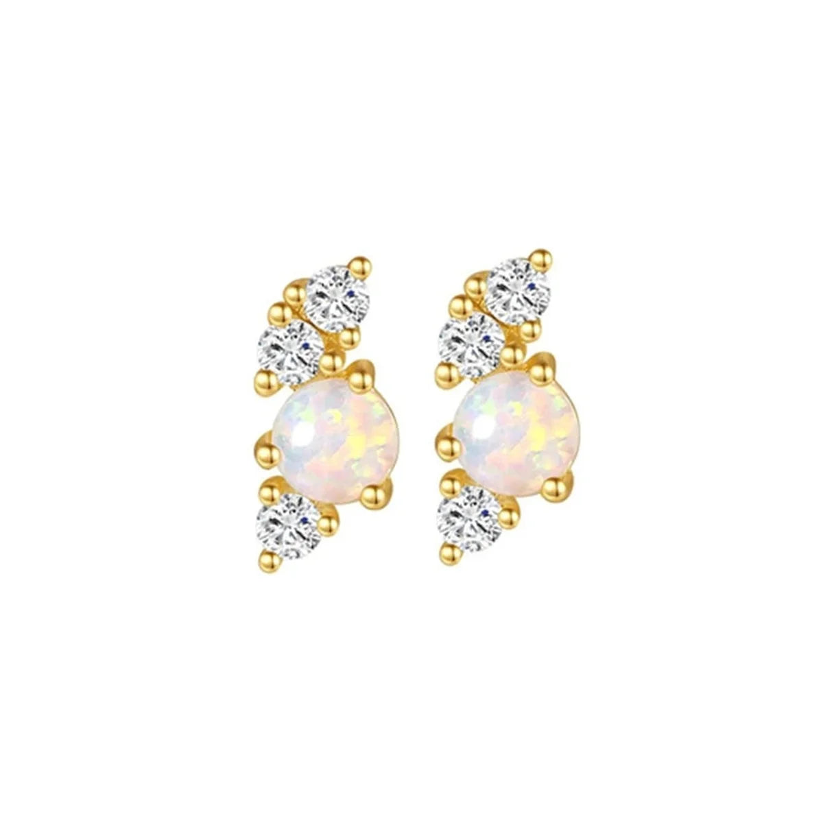 2/6Pcs 20G 18K Golden Plated Tiny Cubic Zerconia Opal Flat Back Stud Ear,Hypoallergenic Cartilage Tragus Helix Earring