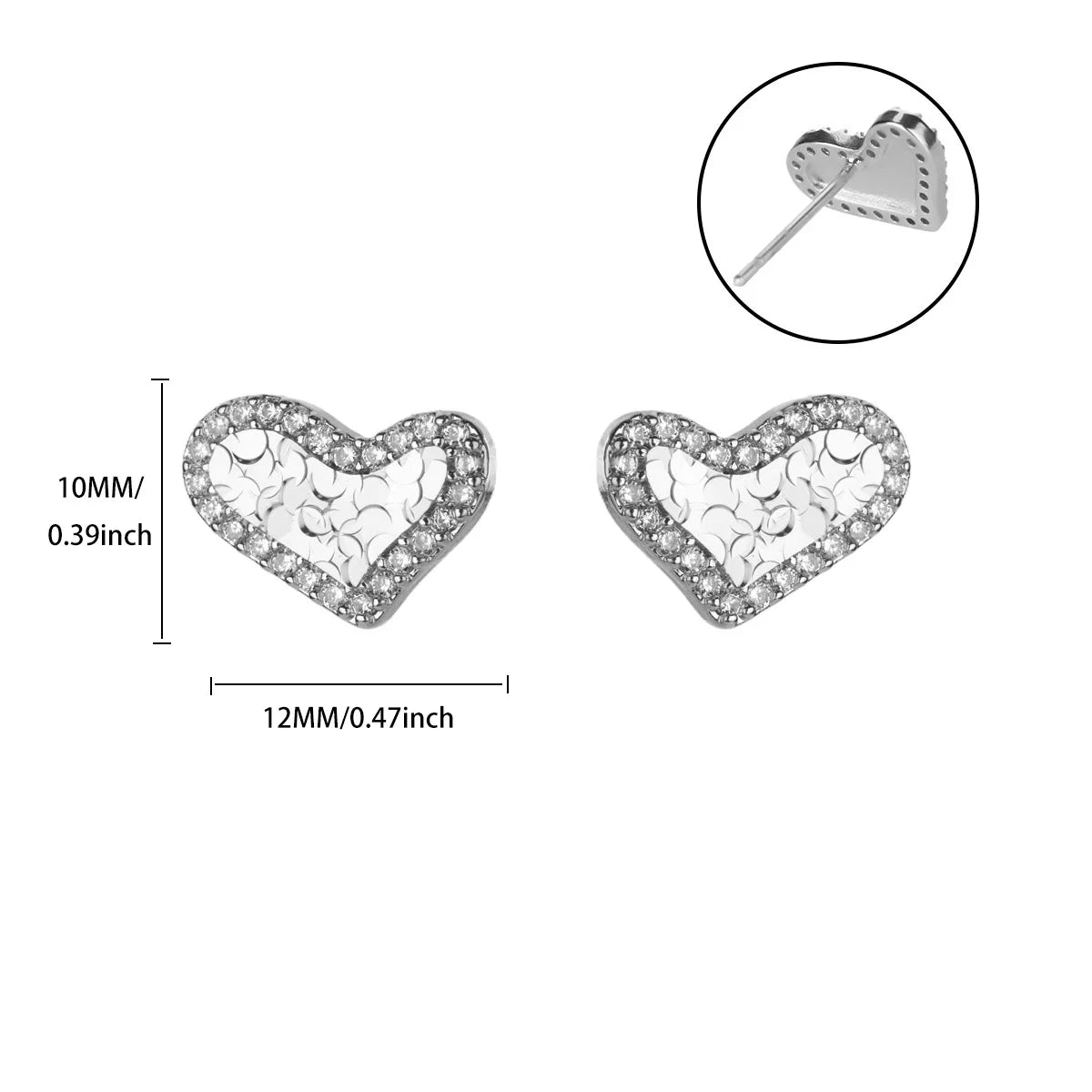 Free Shipping Vintage Zircon Heart Stud Earrings For Women Stainless Steel Piercing Earring 2025 New Fashion Wedding Jewelry