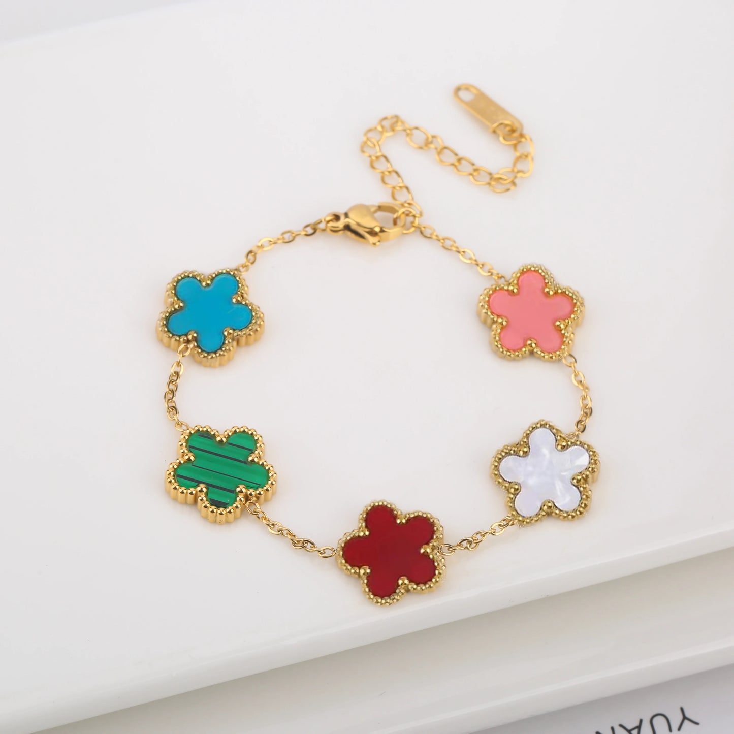 Fashion Stainless Steel Five Leaf Flower Women Jewelry Set Bracelet Necklace Earrings Simple for Woman Clover Brand Jewelry