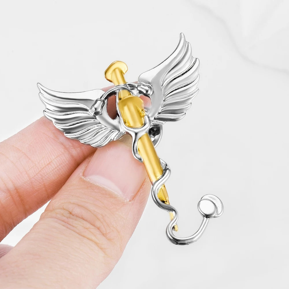 Hanreshe Medical Caduceus Brooch Pin Set Doctor Nurse Lapel Hat Bag Badge Brooches Medicine Psychology Surgery Jewelry Gifts