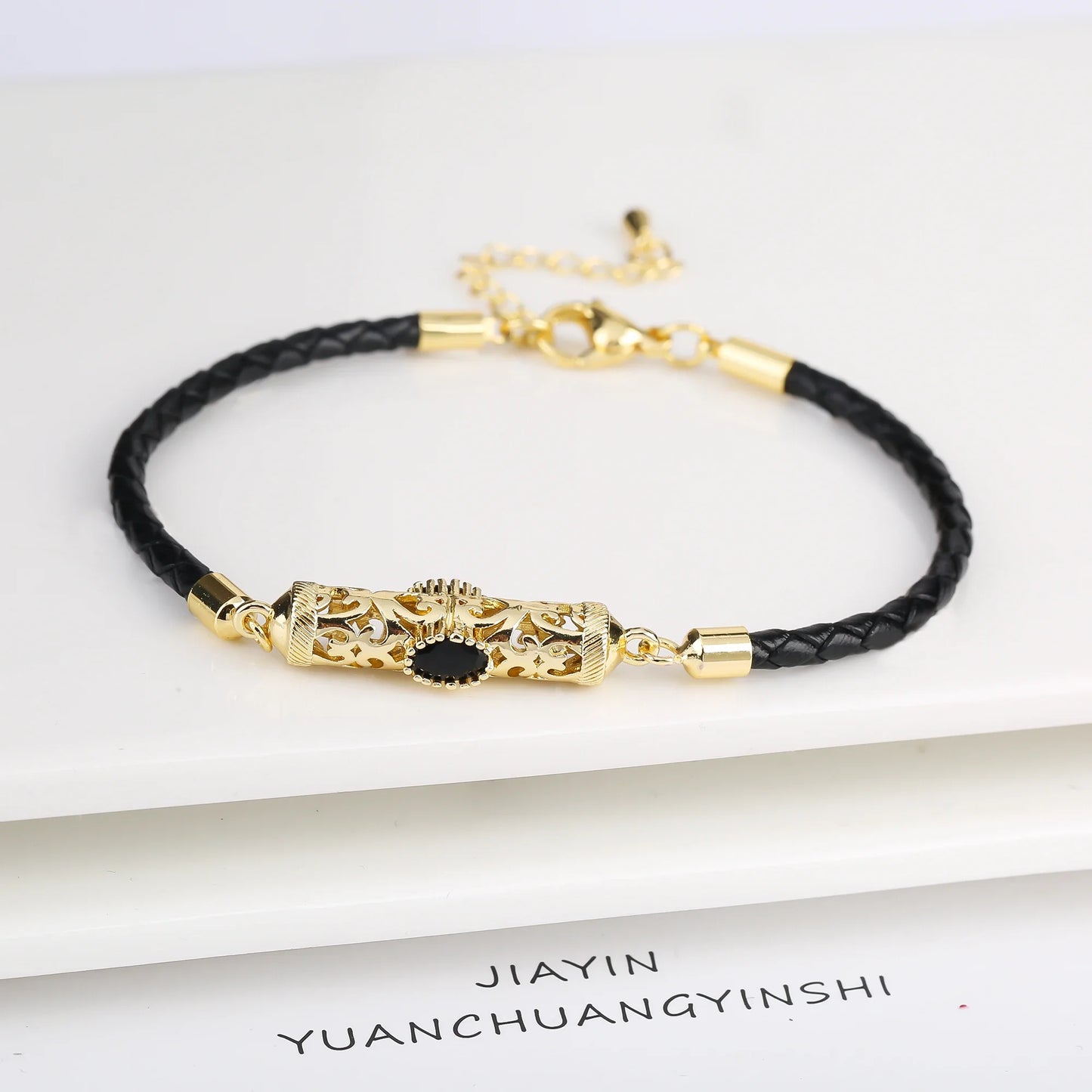 4 Color Fashion Crystal Dragon Column Leather Braided Adjustable Bracelet Classic for Woman Birthday Wrist Jewelry Couple Gift