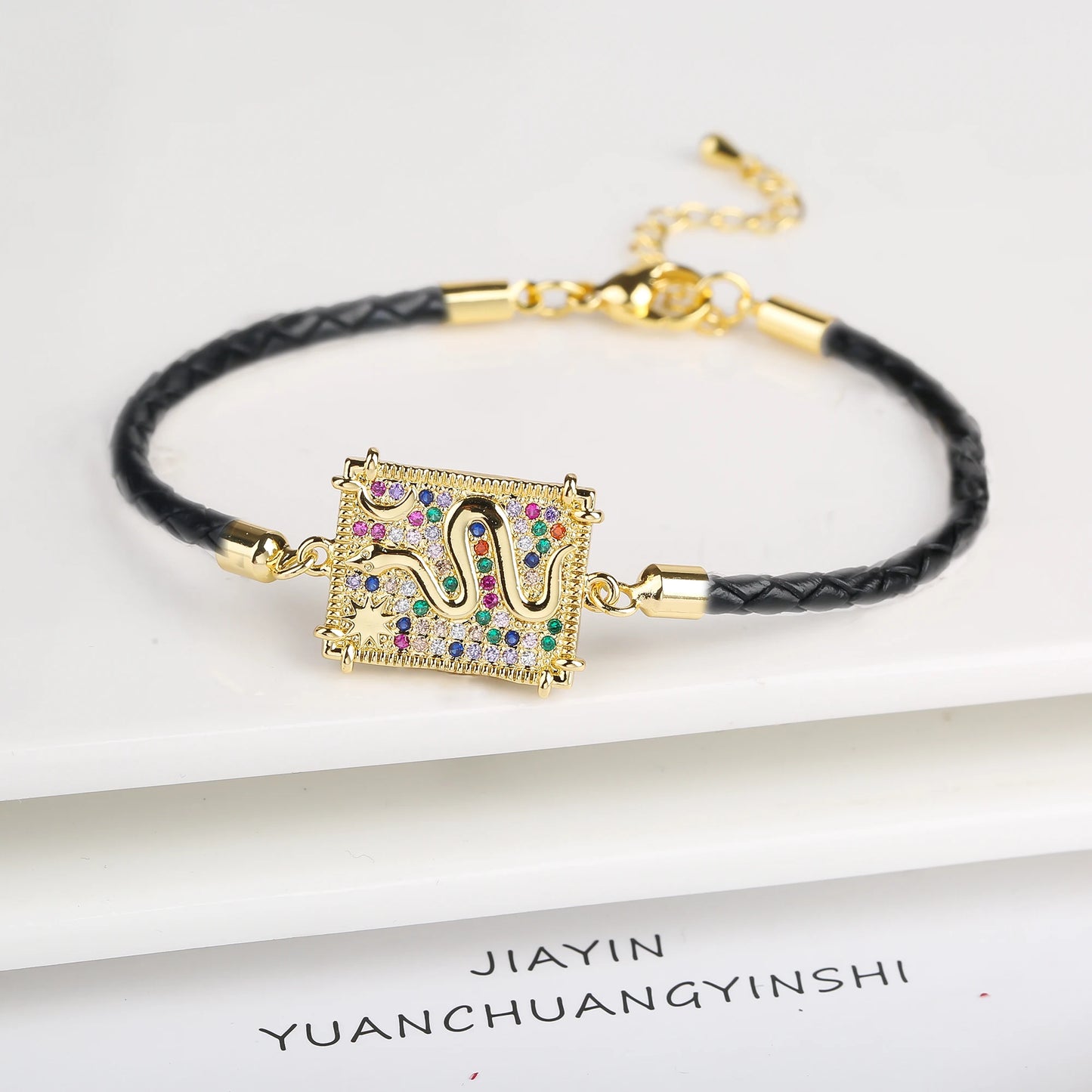 Personalized Square Geometric Star Zirconia Leather Braided Adjustable Bracelet Temperament for Women Party Jewelry Couple Gift
