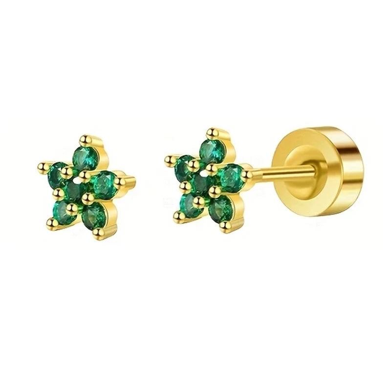 2/6 Pcs 20G 18K Hypoallergenicity Stainless Steel Zircon Stud Earring