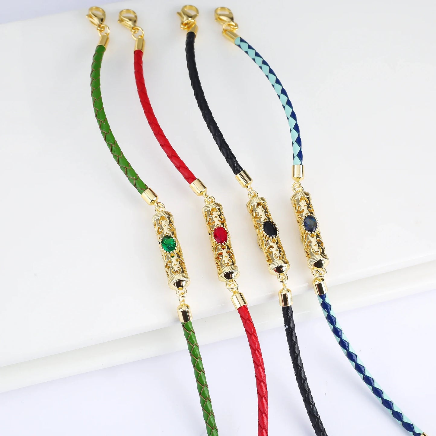 4 Color Fashion Crystal Dragon Column Leather Braided Adjustable Bracelet Classic for Woman Birthday Wrist Jewelry Couple Gift