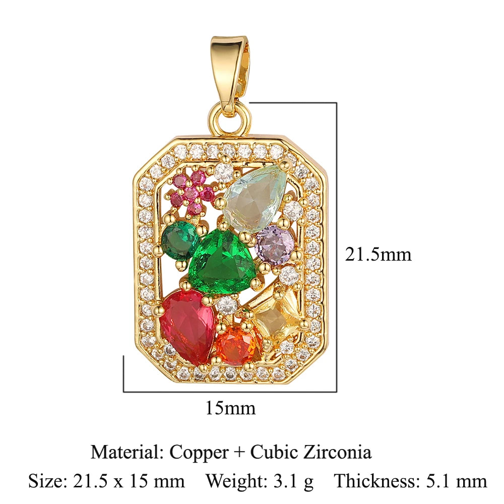 3pcs/Lot Cross Sunflower Cubic Zirconia Pendant Life Tree Maple Leaf Grape Cherry Brass CZ Charms DIY Jewelry Necklace Pendants