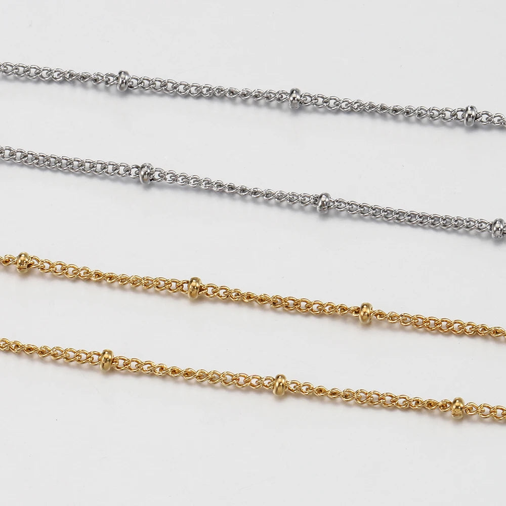 10pcs 5pcs Stainless Steel Bead Chain Necklace Chains for DIY Jewelry Making Findings 45cm+5cm Chain with Lobster Clasps No Fade