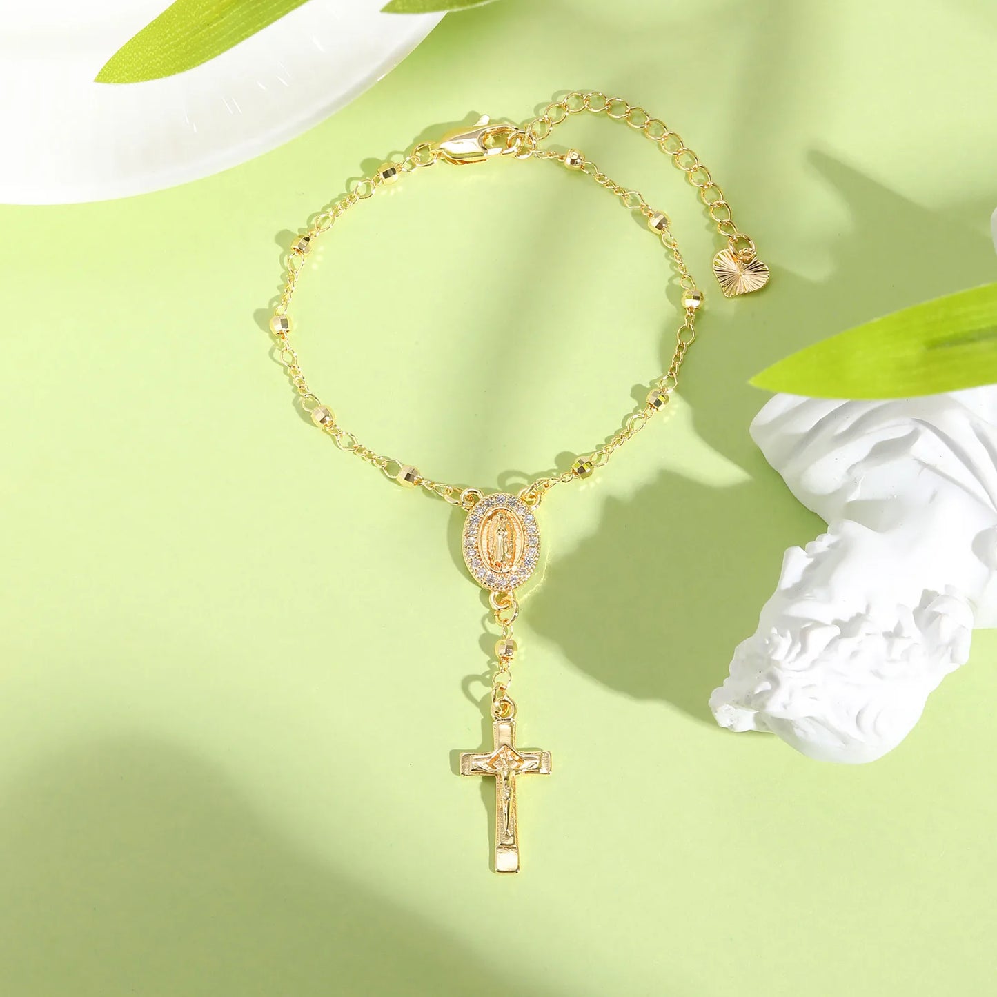 Y-Shaped Religious Virgin Mary Beaded Necklace for Women, Holy Rosary Cross Jesus Pendant Necklace,Christianity Prayer Jewelry