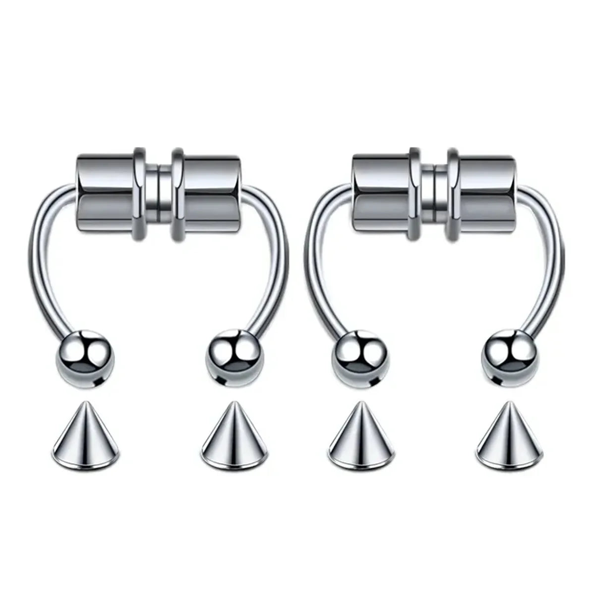 1/2/3/4/5pcs Fake Magnetic Stainless Steel Nose Rings,Non Piercing Septum Rings Magnetic Nose Ring Clipped Onto The Nose