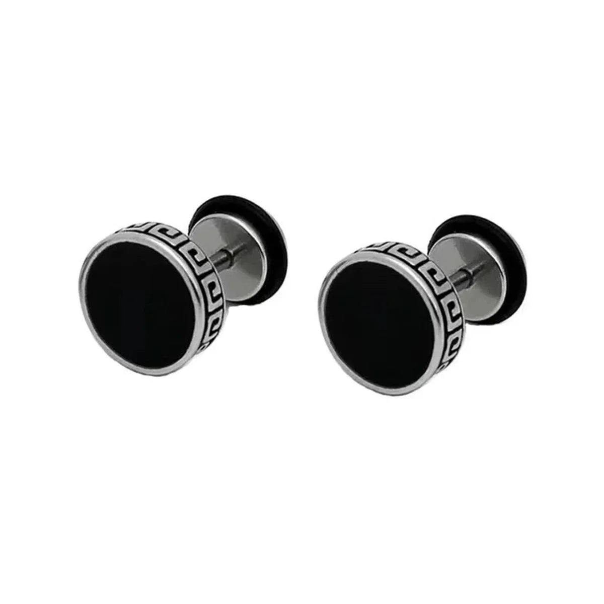 2pcs 316L Stainless Steel Vintage Flat Back Stud Earrings for Men Women,Unisex Screw Back Cartilage Tragus Piercing Jewelry