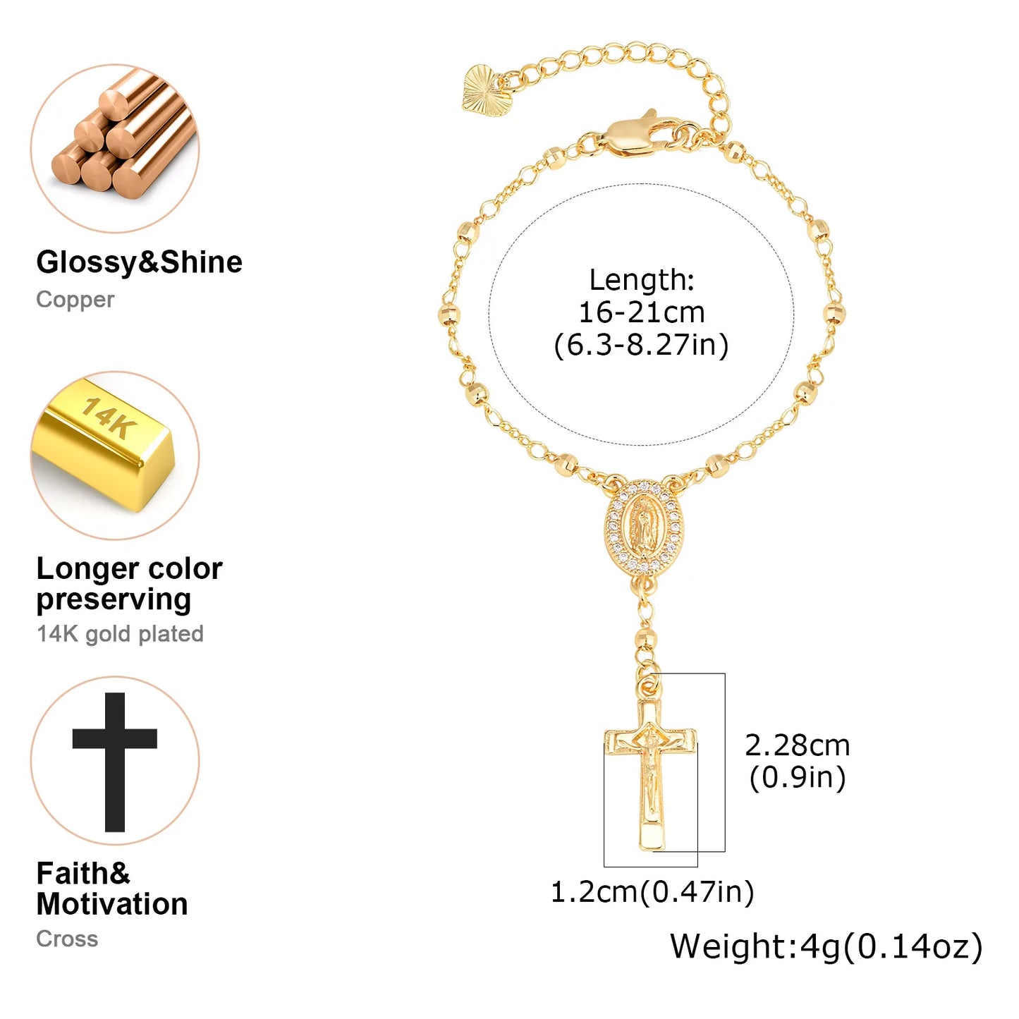 Y-Shaped Religious Virgin Mary Beaded Necklace for Women, Holy Rosary Cross Jesus Pendant Necklace,Christianity Prayer Jewelry