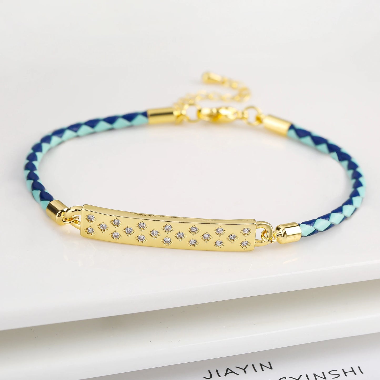 High Quality Cubic Zirconia Rectangle Accessory Leather Rope Bracelet Luxury for Party Wedding Jewelry Fine Gift Dropshipping