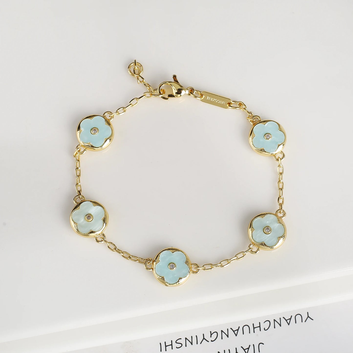 Trendy Creative Adjustable Round Five Leaf Flower Gold-Plated Bracelet Luxury for Women Daily Party Jewelry Accessories Clover