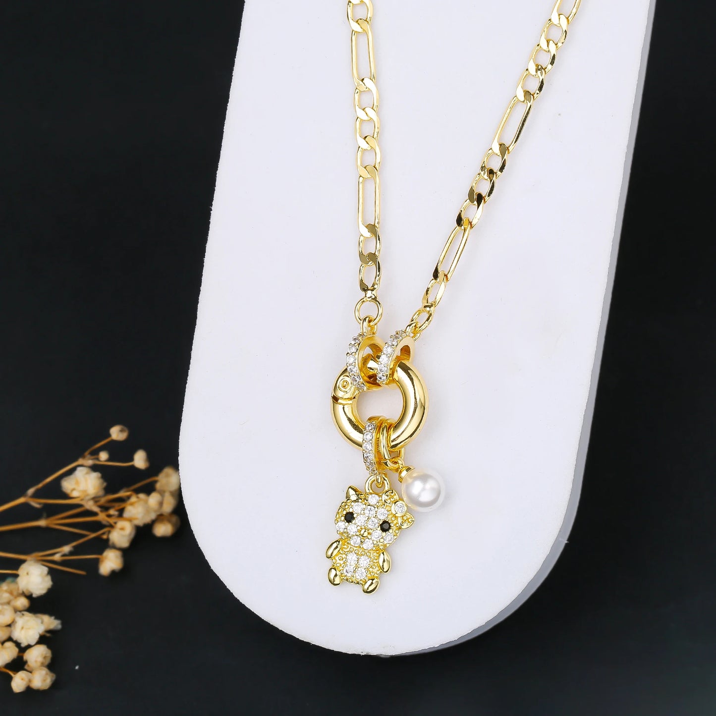 7 Style Shiny Cubic Zirconia Animal Bird Cat Pendant Necklace Personalized for Woman Party 3:1 Chain Jewelry Choker Daily Wear