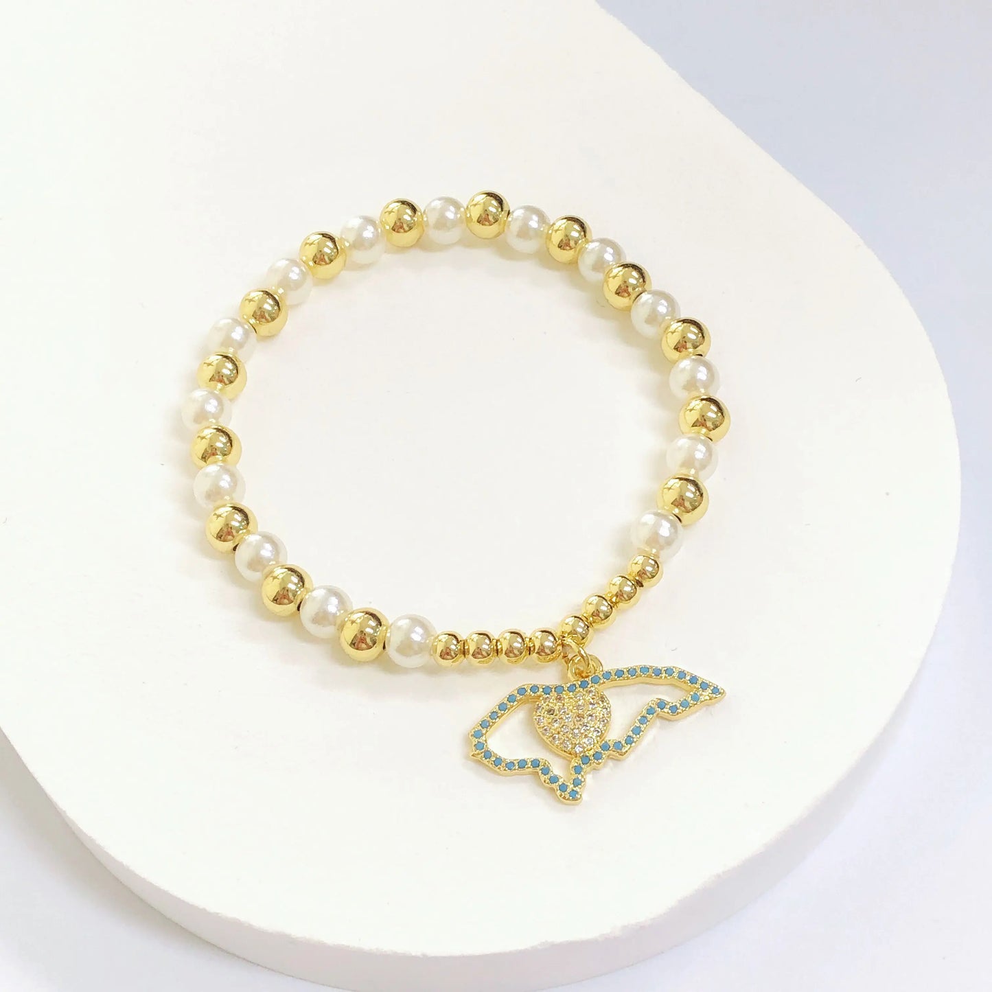 New Fashion Venezuelan Mexican Dominican Map Pendant Woven Pearl Chain Bracelet for Men Women Party Jewelry National Day Gift