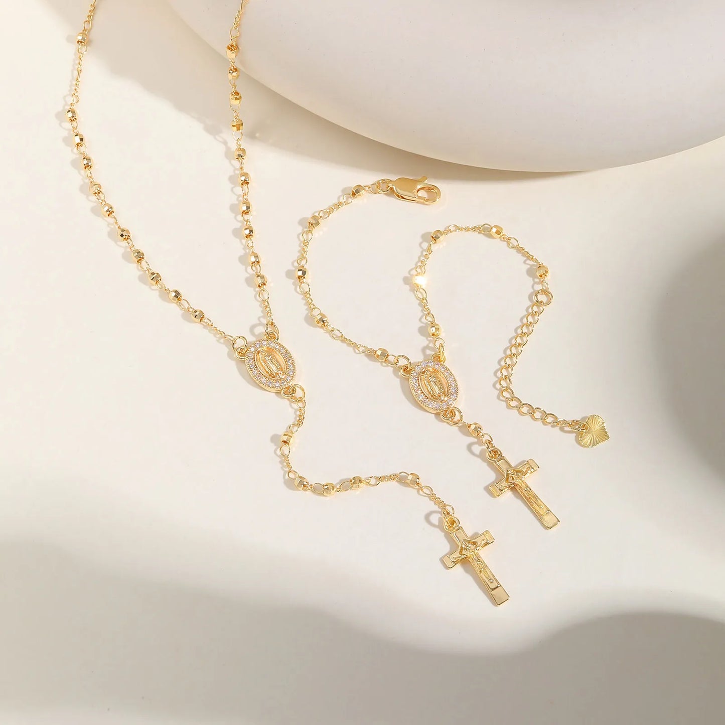 Y-Shaped Religious Virgin Mary Beaded Necklace for Women, Holy Rosary Cross Jesus Pendant Necklace,Christianity Prayer Jewelry