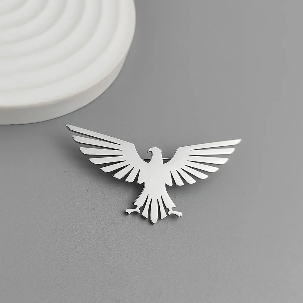 Fashion punk style hollow eagle stainless steel gold-plated 18K brooch, black suit accessories, wedding matching set