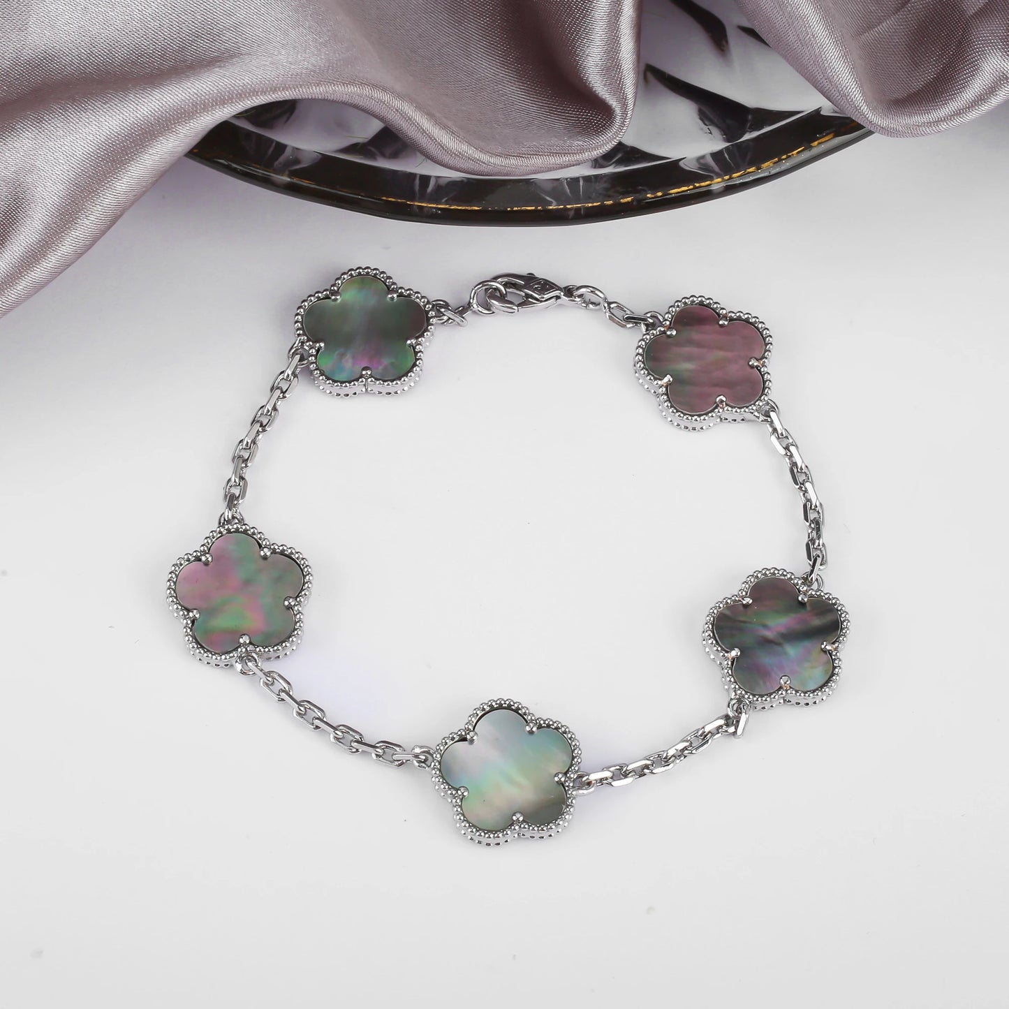 Simple 15mm Natural Shell Stone Five-Leaf Flower Set Bracelet Necklace Classic Flower Woman Jewelry Sets For Party Daily Wear