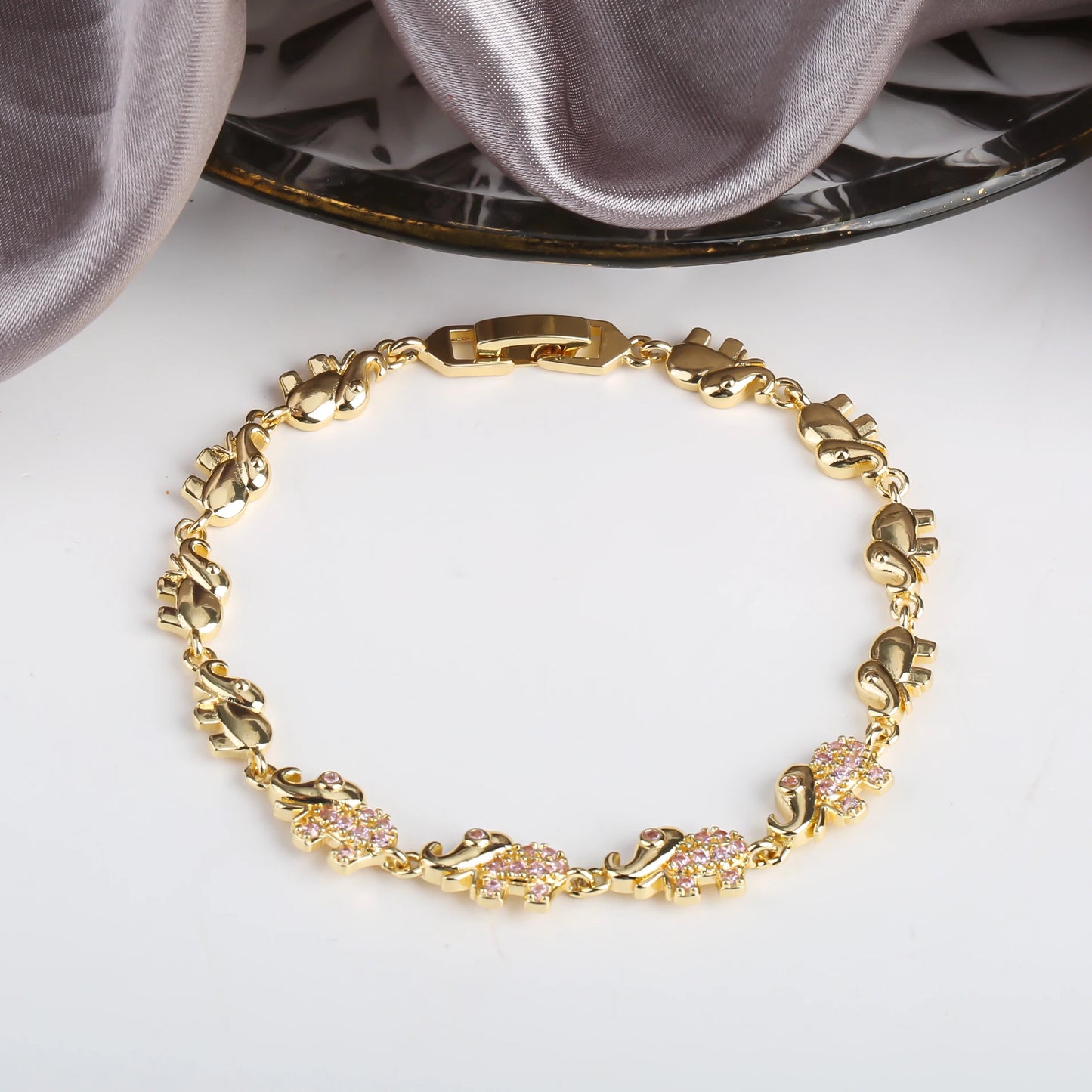 6 Colors New Trendy Gold plated Zirconia Elephant Bracelet Fashion Animal Bangle Punk Style For Woman Jewelry Gift Daily Wear