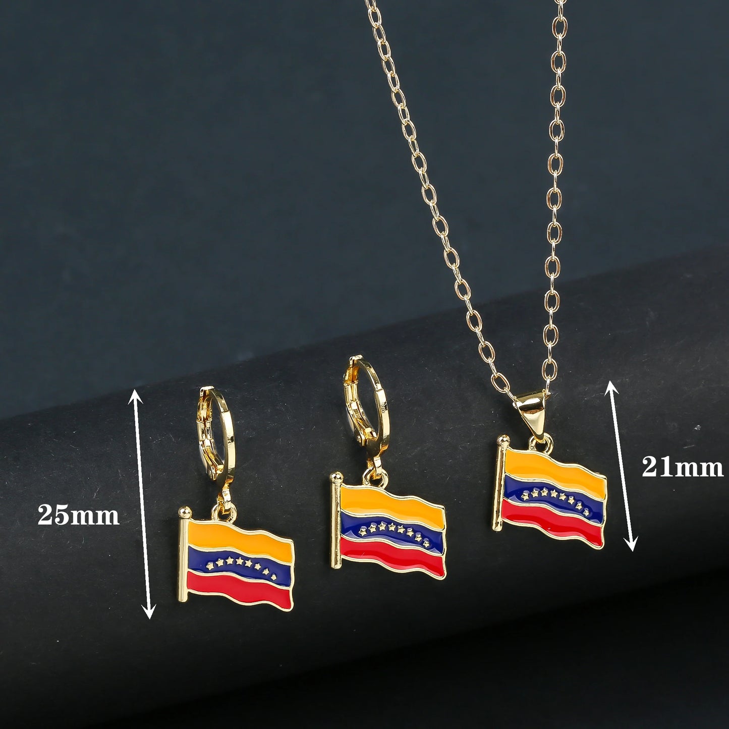 Fashion Venezuela Flag Cross Jewelry Set Classic Cactus Flower Earrings Necklace Charming for Woman Daily Party Jewelry Gift