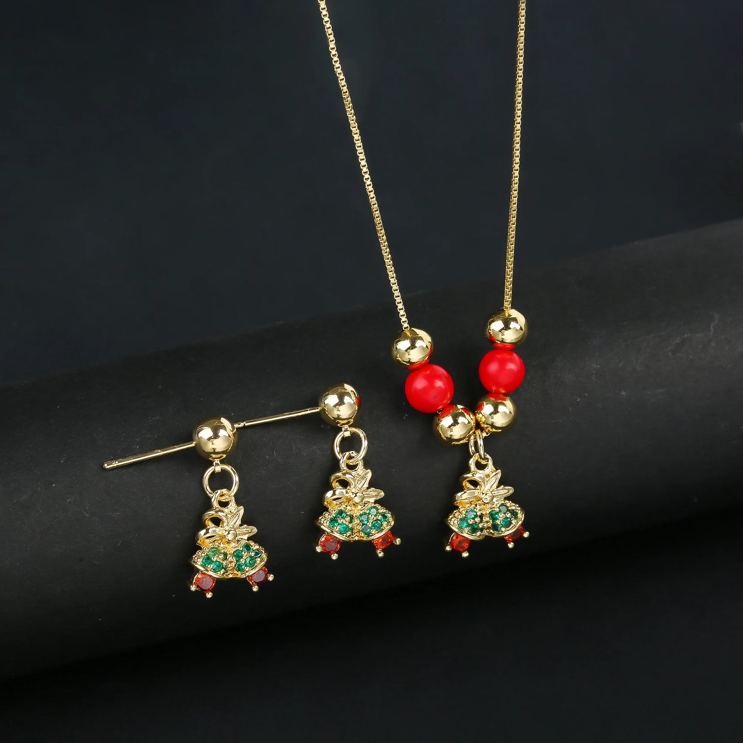 2pcs 22 Style Fashion Fruit Cherry Zircon Crystal Jewelry Set Earrings Necklace For Women Female New Trend Party Jewelry Gift