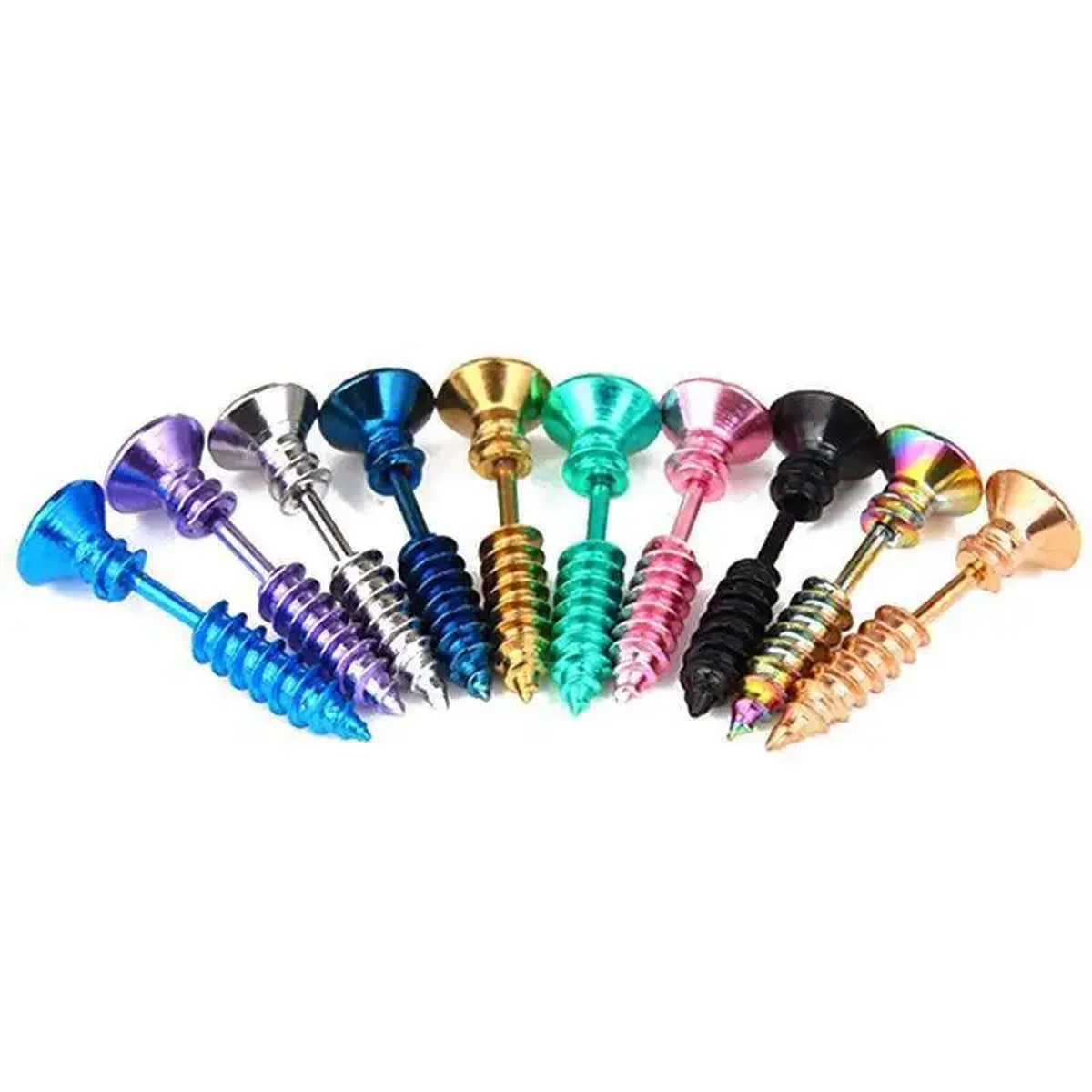 2pcs Fashion Punk 316L Stainless Steel Nail Screw Stud Earring for Women Men,Cartilage Tragus Helix Ear Piercings Jewelry
