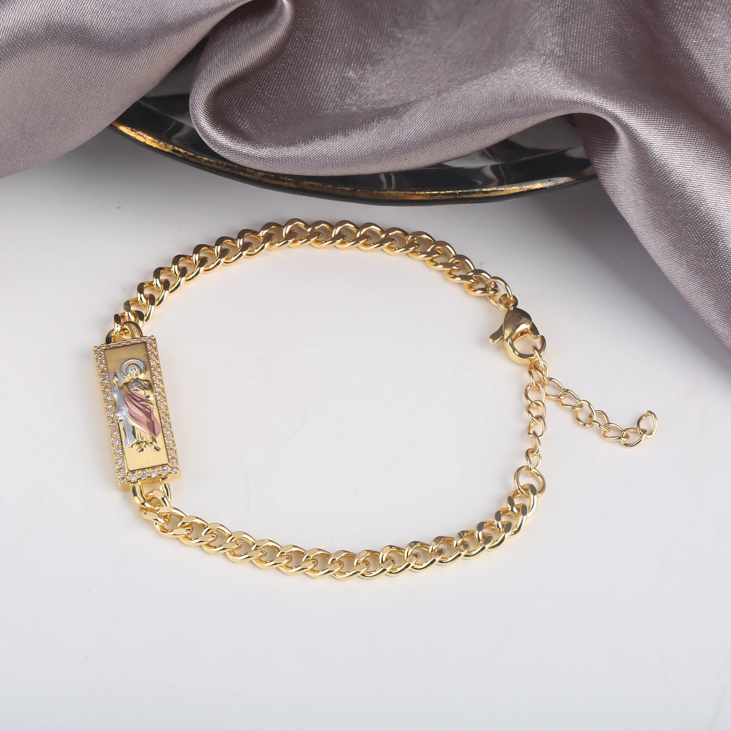 High Quality St. Jude Bracelet Copper Drip Oil Madonna Bracelet For Woman Man Party Birthday Daily Wear Religious Jewelry Gift