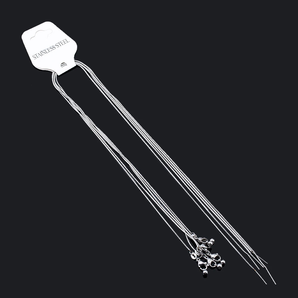 5pcs 1pc Stainless Steel Round Snake Chain Lobster Clasp Adjustable Stick with Silicon Bead Necklace Part Fashion Jewelry Making