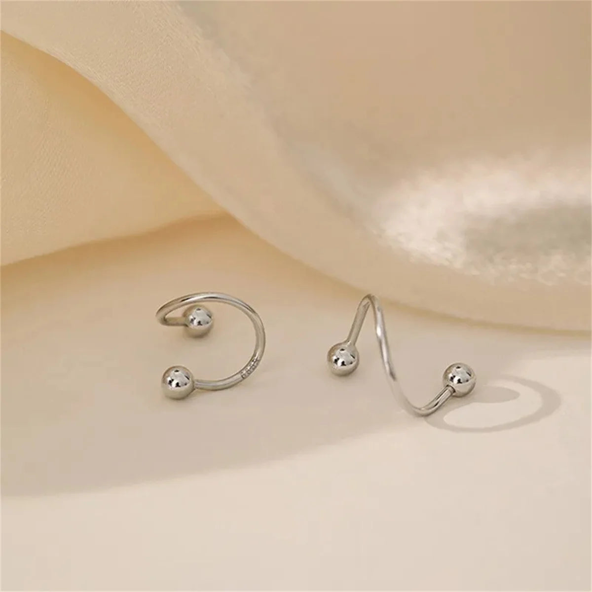 2pcs Stainless Steel Twist Love Heart Star Stud Earrings,S Shape Hypoallergenic Daith Helix Ear Cartilage Tragus Piercing Gift