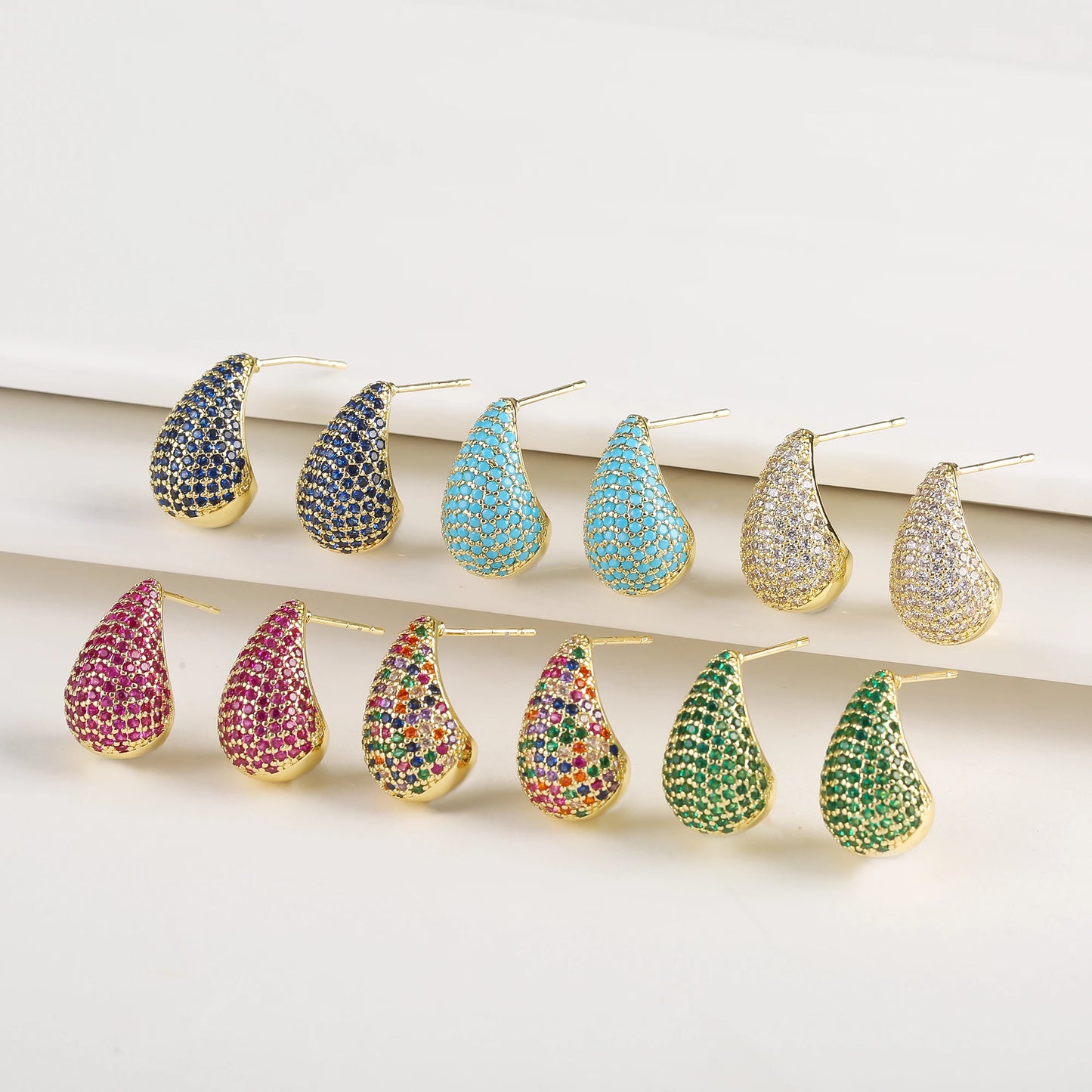 Hot Sale Glossy Waterdrop Comma Full Zircon Earrings for Women Lightweight Versatile Ear Jewelry Engagement Wedding Gifts